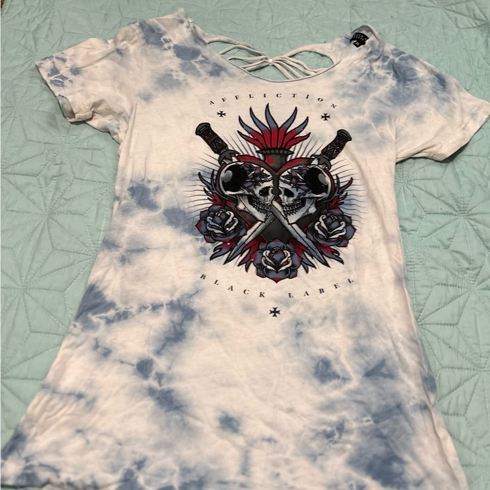 Affliction cut out tee shirt xl